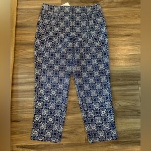 J. Crew Factory Blue and White Patterned Pants NWT
